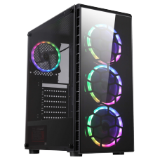 Gabinete Gamer Liketec Prysmat RGB, Vidro Temperado, com 3 Fans, Mid Tower, Black, S/Fonte - Open Box