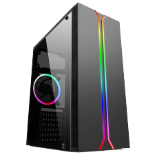 Gabinete Gamer liketec Rainbow RGB, Mid Tower, com 1 Fan, Vidro Temperado, Black, S-Fonte - Open Box