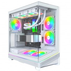 Gabinete Gamer Montech Sky Three, ARGB, Mid Tower, Vidro Temperado, ATX, Com 3 Fans, Branco