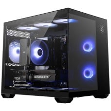 Gabinete Gamer MSI PRO PANO M120R, Mini Tower, Vidro Temperado, M-ATX, ARGB, Com 3 Fans, Preto, 306-7G12P