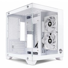Gabinete Gamer Ninja Akyra X2 White, Mid Tower, Vidro Temperado, M-ATX, Com 2 Fans, Sem Fonte, Branco, GN-CS-MAB2FAKYRAWH