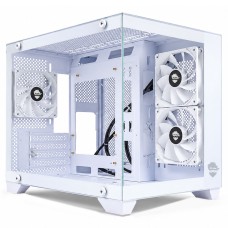 Gabinete Gamer Ninja Akyra X3 White, Mid Tower, Vidro Temperado, M-ATX, Com 3 Fans, Sem Fonte, Branco, GN-CS-MAB3FAKYRAWH