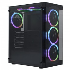 Gabinete Gamer Ninja Chiyome, Mid Tower, Vidro Temperado, ATX, Black, Sem Fonte, Com 6 Fans Gamer Ninja Fuuton