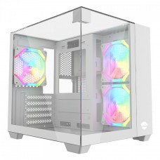 Gabinete Gamer Ninja Clear, Cube, Mid Tower, Vidro Temperado, M-ATX, White, Sem Fonte, Com 3 Fans ARGB, GN-CS-CLMAW3F - OPEN BOX