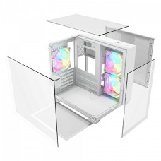 Gabinete Gamer Ninja Clear, Cube, Mid Tower, Vidro Temperado, M-ATX, White, Sem Fonte, Com 3 Fans ARGB, GN-CS-CLMAW3F - OPEN BOX