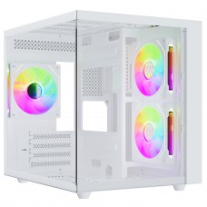 Gabinete Gamer Pure Power Aqua, Mid Tower, Vidro Temperado, M-ATX, Sem Fonte, Sem Fan, Branco, PP-CS-AQMAWSF