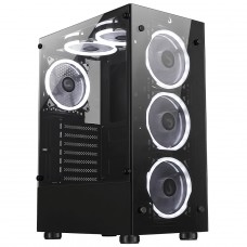 Gabinete Gamer Rise Mode Glass 06X Black, Mid Tower, Vidro Temperado, ATX, Sem Fonte, Sem Fan, Preto, RM-CA-06X-FB