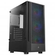 Gabinete Gamer Rise Mode Wave, Mid Tower, Vidro Temperado, ATX, Sem Fonte, Com 3 Fans, Preto, RM-WA-FB-ARGB