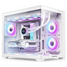 Gabinete Gamer Round5 Genos White, Aquário, Mid Tower, Lateral de Vidro, ATX, Sem Fans, Branco, R5-GENOS-W-2190