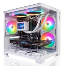 Gabinete Gamer Round5 Stinger White, Aquário, Mini Tower, Vidro Temperado, mATX, Com 3 Fans, Branco, R5-STINGER-W-2303
