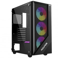 Gabinete Gamer Round5 Syndra Black, Mid Tower, Lateral de Vidro, ATX, Sem Fans, Preto, R5-SYNDRA-B-2183