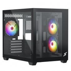 Gabinete Gamer SuperFrame Box, Mid Tower, Vidro Temperado, M-ATX, Black, Sem Fonte, Com 3 Fans