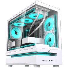 Gabinete Gamer SuperFrame Flow 500, RGB, Mid Tower, Vidro Temperado, M-ATX, Com 6 Fans, Com Controladora, Branco, SF-CS-FLW50MSWY6F 