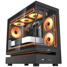 Gabinete Gamer SuperFrame Flow 500, RGB, Mid Tower, Vidro Temperado, M-ATX, Com 6 Fans Com Controladora, Preto, SF-CS-FLW50MSBY6F