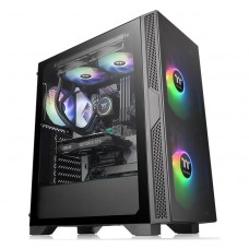 Gabinete Gamer Thermaltake Versa T25, Mid Tower, Vidro Temperado, Black, ATX, Sem Fonte, Com 1 Fan, CA-1R5-00M1WN-00
