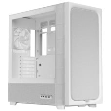 Gabinete Gamer TRYX Flova F50, Mid Tower, Vidro Temperado, Tecido, ATX, Com Fan Cross-Flow, Sem Fonte, Branco, C-F500F-FM1E-G