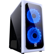 Gabinete Gamer PCyes Venus, Mid Tower, Com 2 Fans Blue, Lateral de Acrílico, White, S-Fonte, VENBCAZ2FCA