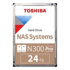 HD Toshiba N300 PRO 24TB, 7200RPM, NAS, 3.5, Aplicação em IA, HDWG82EXZSTB