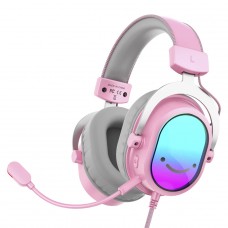 Headset Gamer Fifine AmpliGame H16, 7.1 Surround, RGB, USB, Pink
