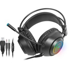 Headset Gamer Fortrek Crusader, Rainbow, P2+USB, Preto, 70555