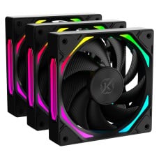 Kit Fan 3 Unidades Kalkan Halo Reverse, 120mm, ARGB, Preto, KLK00026