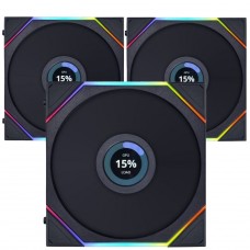 Kit Fan Com 3 Unidades Lian Li Uni Fan TL LCD, RGB, 120mm, Com Tela, Preto, 12TLLCD3B BLACK
