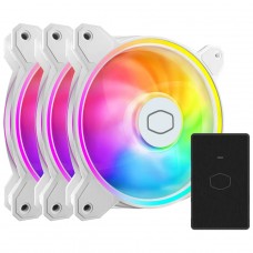 Kit Fan Com 3 Unidades Cooler Master MasterFan MF120 Halo2 White, ARGB, 120mm, Com Controladora, Branco, MFL-B2DW-213P2-R2