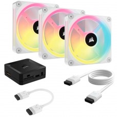 Kit Fan Com 3 Unidades, Corsair, iCue, QX120, RGB, Magnetic, 120mm, White, CO-9051006-WW