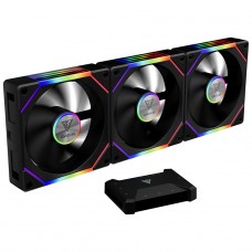 Kit Fan Com 3 Unidades Gamdias Aeolus P2-1203U, ARGB, 120mm, PWM, Com Controladora, Preto