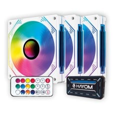 Kit Fan com 3 Unidades Hayom, RGB, 120mm, Branco, FC1309