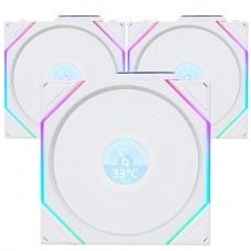 Kit Fan Com 3 Unidades Lian Li Uni Fan TL Wireless LCD, ARGB, 120mm, Com Tela, White, 12TLLCD1W3W