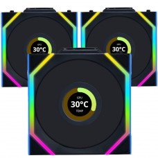 Kit Fan Com 3 Unidades Lian Li Uni Fan SL Wireless LCD, ARGB, 120mm, Com Tela, Black, 12SLLCD1W3B
