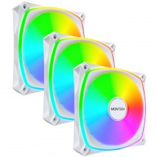 Kit Fan com 3 Unidades Montech AX120 PRO, ARGB, 120mm, Branco