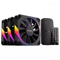Kit Fan Com 3 Unidades PCYES Sangue Frio 3 ARGB Black Vulcan, 120mm, Com Controladora, Preto, K3ARGBSF3BVBR