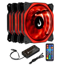 Kit Fan com 3 Unidades Rise Mode Aura, 3x120mm, RGB com Controle Remoto, 1650 RPM, Preto, RM-AU-02-RGB