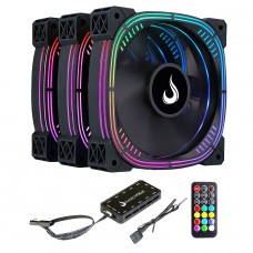 Kit Fan Com 3 Unidades Rise Mode Aura Pro Black, ARGB, 120mm, RM-AUB-02-ARGB