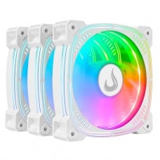 Kit Fan Rise Mode Frost Pro, Com 3 Unidades, ARGB, 120mm, Branco, RM-CF-02-ARGB