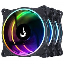 Kit Fan com 3 Unidades Rise Mode Laser, ARGB, 120mm, Com Controladora, PWM, Preto, RM-RGB-05-5V