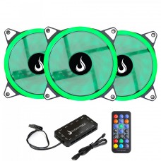 Kit Fan, Rise Mode Smart, com 3 Unidades, RGB, 120mm, Com Controladora, Preto, RM-FN-02-RGB