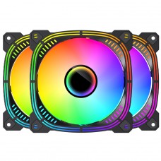 Kit Fan Com 3 Unidades Ryvel Blanc Black, ARGB, 120mm, Com Controladora, Preto, RY-FN-BL-BL