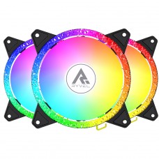 Kit Fan Com 3 Unidades Ryvel Frost Black, ARGB, 120mm, Com Controladora, Preto, RY-FN-FT-BL