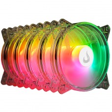 Kit Fan com 5 Unidades Rise Mode Crystal Sound, ARGB, 120mm, Com Controladora, Transparente, RM-CS-02-ARGB