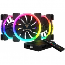 Kit Fan com 3 Unidades Gamdias Aeolus M1 1403R, RGB 140mm, com Controlador, M1-1403R
