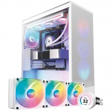 KIT Gabinete Gamer NZXT H7 Flow RGB Branco + Water Cooler NZXT Kraken Elite 360 RGB Branco