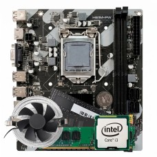 Kit Intel Core i3 3.30GHz + Placa Mãe Chipset H61 + Memória 8GB DDR3 + Cooler