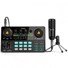 Kit Mesa De Som E Microfone Maono Caster Lite, USB, Bluetooth, Preto, AU-AM200 S1