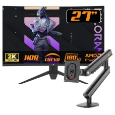 Kit Monitor Gamer SuperFrame Precision, 27 Pol + Suporte de Mesa Ergonômico North Bayou Single Arm A5-B