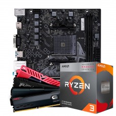 Kit Upgrade, AMD Ryzen 3 3200G, Placa Mãe Chipset A520, Memória 16GB DDR4