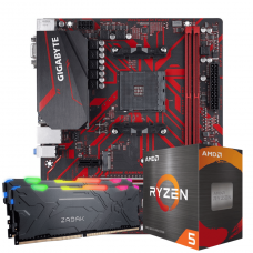 Kit Upgrade AMD Ryzen 5 5500 + Placa Mãe Gigabyte B450M Gaming + 16GB DDR4