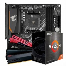 Kit Upgrade, AMD Ryzen 5 5500X3D, Placa Mãe Gigabyte B550M AORUS Elite, Memória DDR4 16GB (2x8GB)